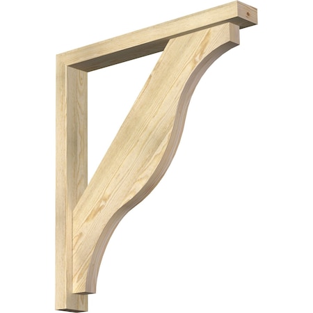 Ekena Millwork Funston Block Rough Sawn Bracket w/ Offset Brace, Douglas Fir, 4"W x 30"D x 34"H BKT0402X30X34FST05RDF